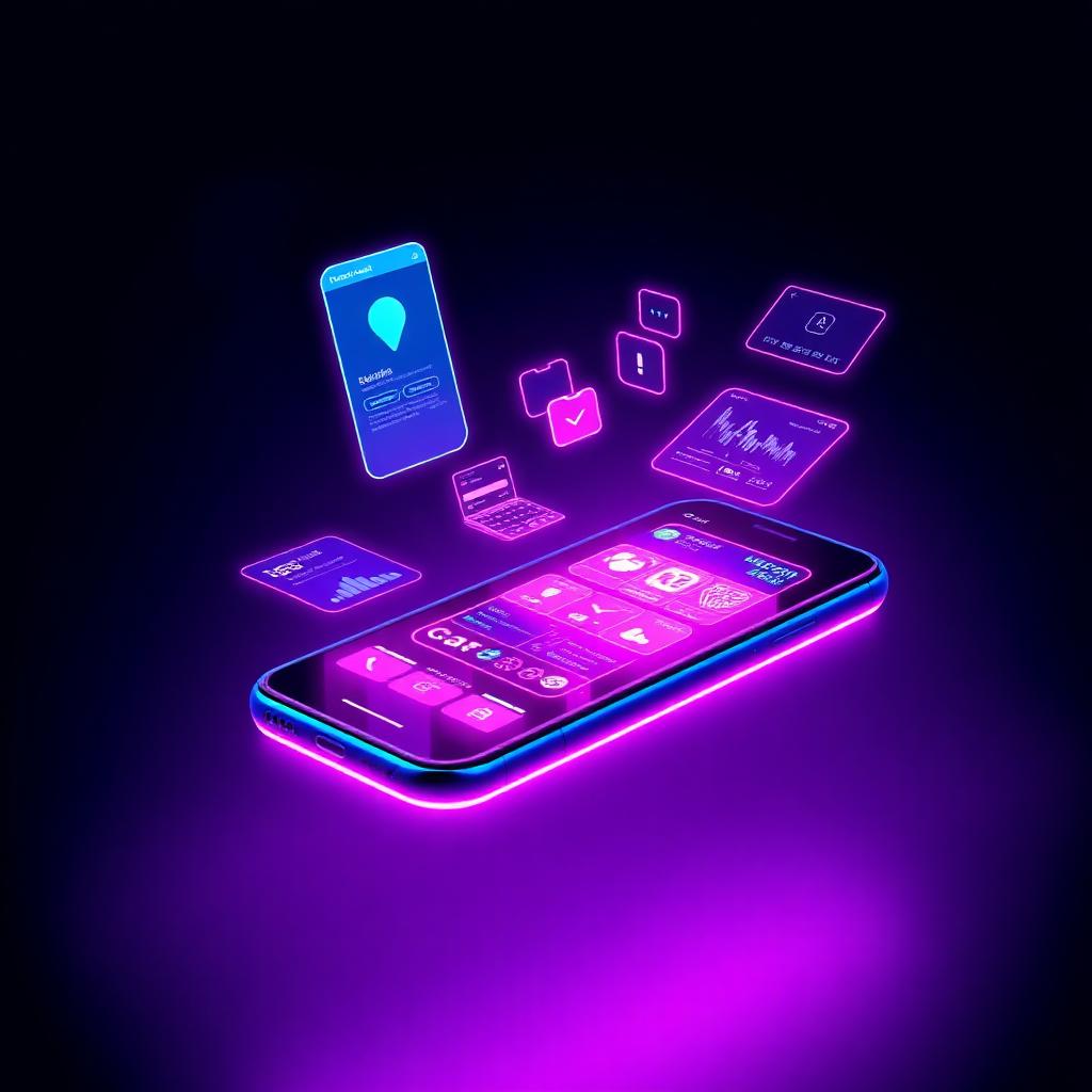 Mobile App Development — futuristic visualization